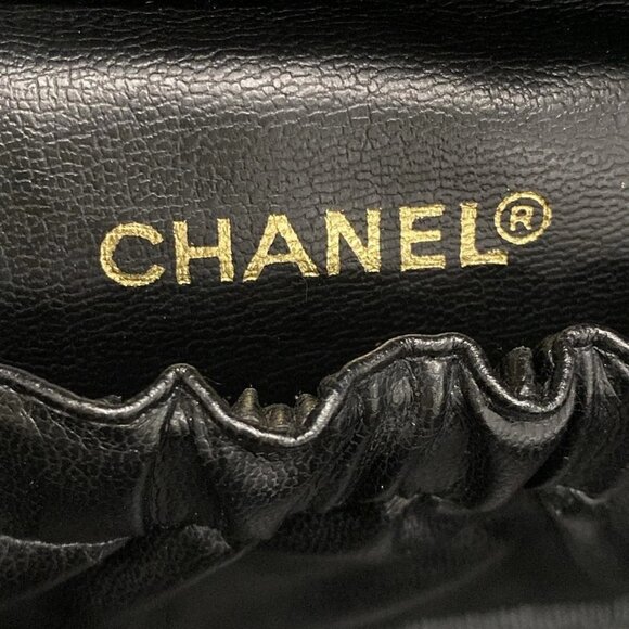 Auth CHANEL - A01997 Black Calfskin Vanity Bag Gold hardware - Picture 15 of 16